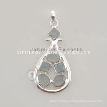 Hecho a mano 925 plata de ley calcedonia gemstone joya colgante bisel